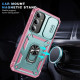 For Samsung Galaxy S24+ 5G Sliding Camshield TPU + PC Phone Case with Holder(Green+Pink)