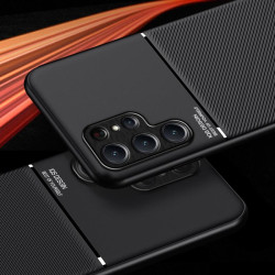 For Samsung Galaxy S24+ 5G Classic Tilt Strip Grain Magnetic Shockproof PC + TPU Phone Case(Red)