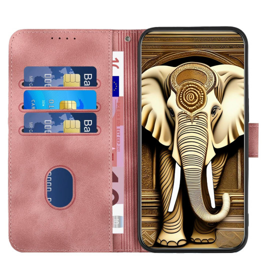 For Samsung Galaxy S24+ 5G YX0060 Elephant Head Embossed Phone Leather Case with Lanyard(Pink)