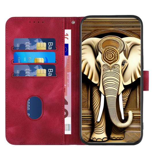For Samsung Galaxy S24+ 5G YX0060 Elephant Head Embossed Phone Leather Case with Lanyard(Rose Red)
