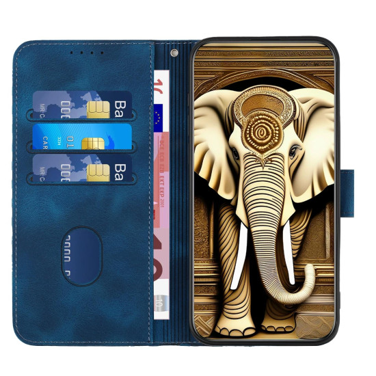 For Samsung Galaxy S24+ 5G YX0060 Elephant Head Embossed Phone Leather Case with Lanyard(Royal Blue)