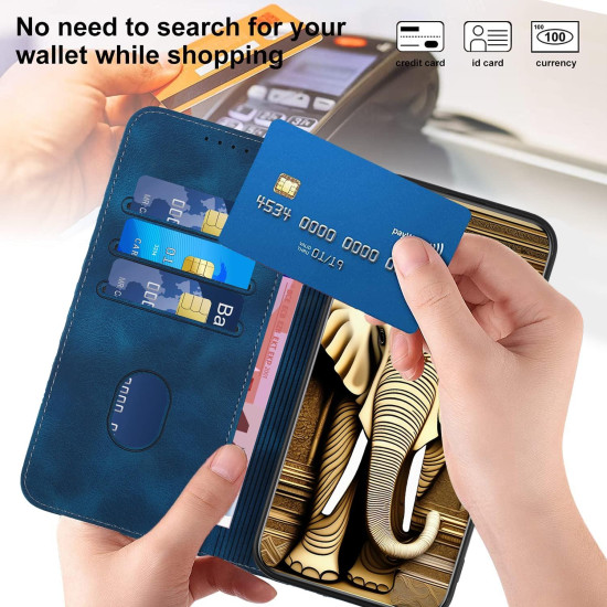 For Samsung Galaxy S24+ 5G YX0060 Elephant Head Embossed Phone Leather Case with Lanyard(Royal Blue)