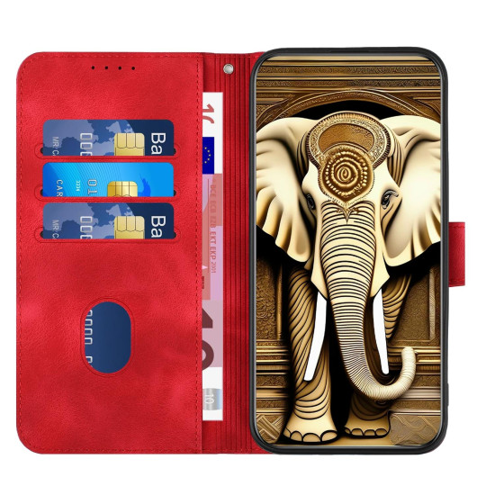 For Samsung Galaxy S24+ 5G YX0060 Elephant Head Embossed Phone Leather Case with Lanyard(Red)
