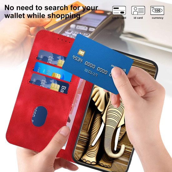 For Samsung Galaxy S24+ 5G YX0060 Elephant Head Embossed Phone Leather Case with Lanyard(Red)