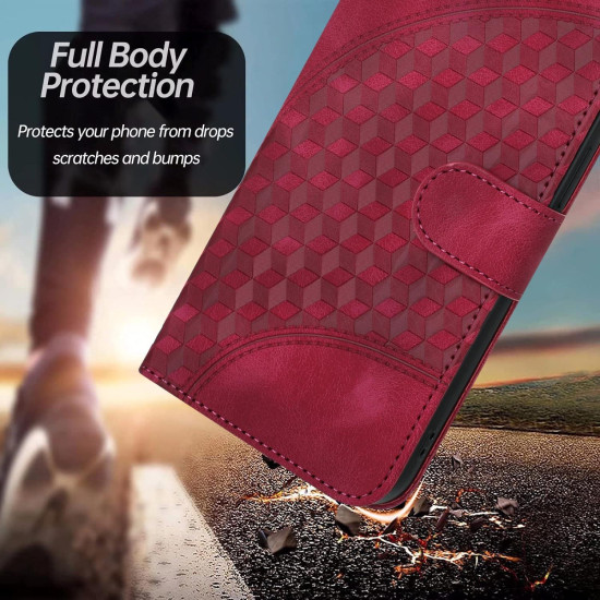 For Samsung Galaxy S23+ 5G YX0060 Elephant Head Embossed Phone Leather Case with Lanyard(Rose Red)
