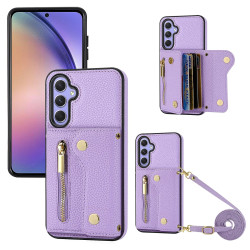 For Samsung Galaxy S24+ DF-09 Crossbody Litchi texture Card Bag Design PU Phone Case(Purple)