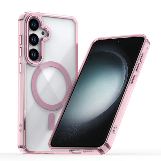 For Samsung Galaxy S24+ 5G MagSafe Magnetic Clear Phone Case(Pink)