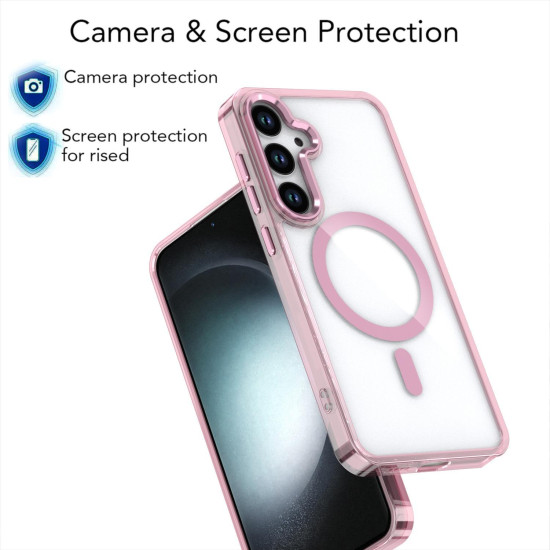 For Samsung Galaxy S24+ 5G MagSafe Magnetic Clear Phone Case(Pink)