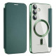 For Samsung Galaxy S24+ 5G MagSafe Magnetic RFID Anti-theft Leather Phone Case(Dark Green)