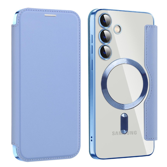 For Samsung Galaxy S24+ 5G MagSafe Magnetic RFID Anti-theft Leather Phone Case(Sierra Blue)