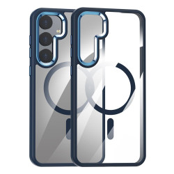 For Samsung Galaxy S24+ 5G MagSafe Anti-fingerprint Highly Transparent PC Phone Case(Blue)