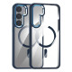 For Samsung Galaxy S24+ 5G MagSafe Anti-fingerprint Highly Transparent PC Phone Case(Blue)