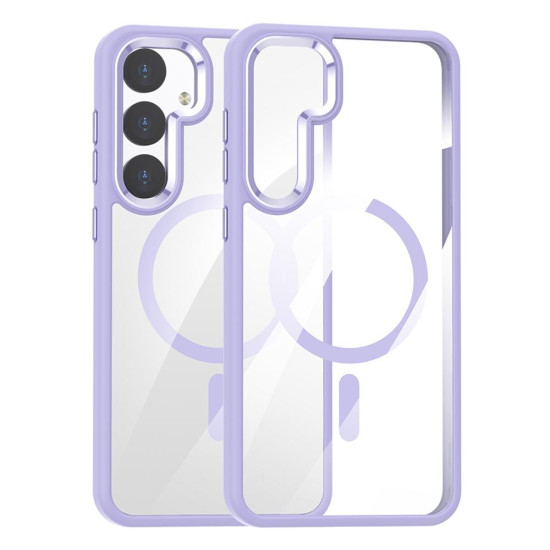 For Samsung Galaxy S24+ 5G MagSafe Anti-fingerprint Highly Transparent PC Phone Case(Purple)