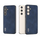 For Samsung Galaxy S24+ 5G ABEEL Black Edge Two-color Calf Texture PU Phone Case(Blue)