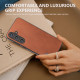 For Samsung Galaxy S24+ 5G ABEEL Black Edge Two-color Calf Texture PU Phone Case(Brown)