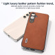 For Samsung Galaxy S24+ 5G ABEEL Black Edge Two-color Calf Texture PU Phone Case(Brown)