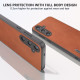 For Samsung Galaxy S24+ 5G ABEEL Black Edge Two-color Calf Texture PU Phone Case(Brown)