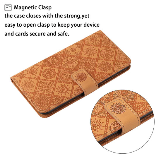 For Samsung Galaxy S24+ 5G Ethnic Style Embossed Pattern Leather Phone Case(Brown)