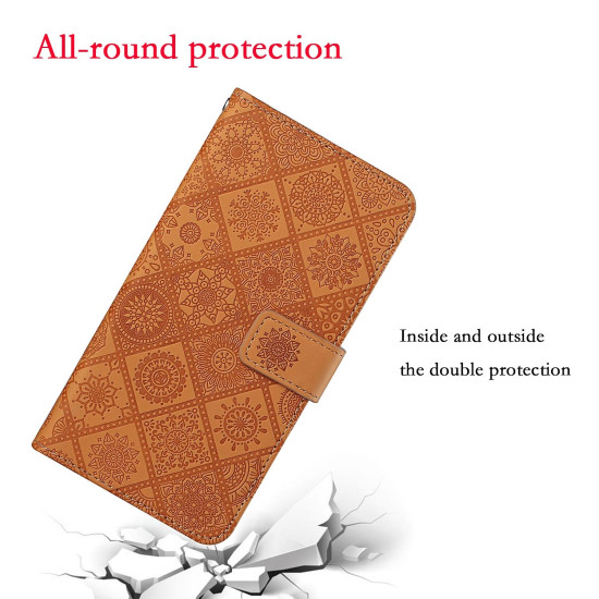 For Samsung Galaxy S24+ 5G Ethnic Style Embossed Pattern Leather Phone Case(Brown)