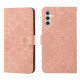 For Samsung Galaxy S24+ 5G Ethnic Style Embossed Pattern Leather Phone Case(Pink)