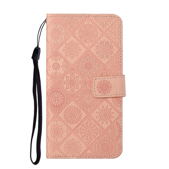 For Samsung Galaxy S24+ 5G Ethnic Style Embossed Pattern Leather Phone Case(Pink)