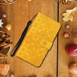 For Samsung Galaxy S24+ 5G Ethnic Style Embossed Pattern Leather Phone Case(Yellow)