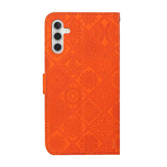 For Samsung Galaxy S24+ 5G Ethnic Style Embossed Pattern Leather Phone Case(Orange)