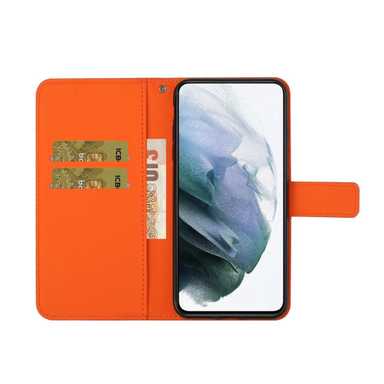 For Samsung Galaxy S24+ 5G Ethnic Style Embossed Pattern Leather Phone Case(Orange)