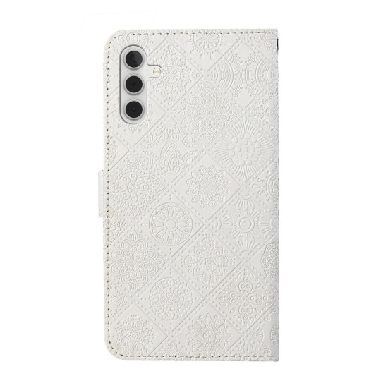 For Samsung Galaxy S24+ 5G Ethnic Style Embossed Pattern Leather Phone Case(White)