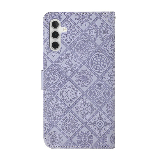 For Samsung Galaxy S24+ 5G Ethnic Style Embossed Pattern Leather Phone Case(Purple)