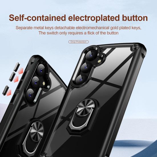 For Samsung Galaxy S24+ 5G TPU + PC Lens Protection Phone Case with Ring Holder(Black)