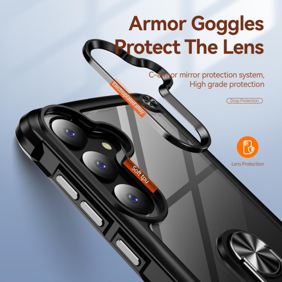 For Samsung Galaxy S24+ 5G TPU + PC Lens Protection Phone Case with Ring Holder(Black)