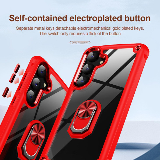 For Samsung Galaxy S24+ 5G TPU + PC Lens Protection Phone Case with Ring Holder(Red)