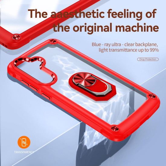 For Samsung Galaxy S24+ 5G TPU + PC Lens Protection Phone Case with Ring Holder(Red)