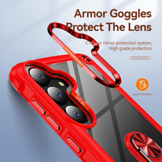 For Samsung Galaxy S24+ 5G TPU + PC Lens Protection Phone Case with Ring Holder(Red)