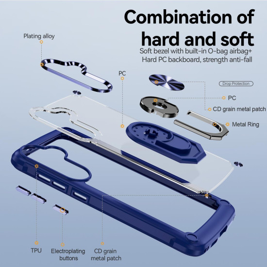 For Samsung Galaxy S24+ 5G TPU + PC Lens Protection Phone Case with Ring Holder(Blue)