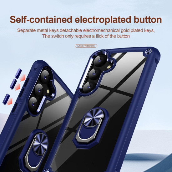 For Samsung Galaxy S24+ 5G TPU + PC Lens Protection Phone Case with Ring Holder(Blue)