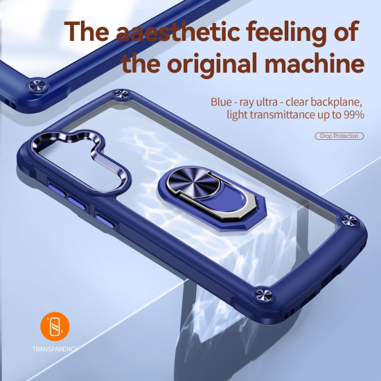 For Samsung Galaxy S24+ 5G TPU + PC Lens Protection Phone Case with Ring Holder(Blue)