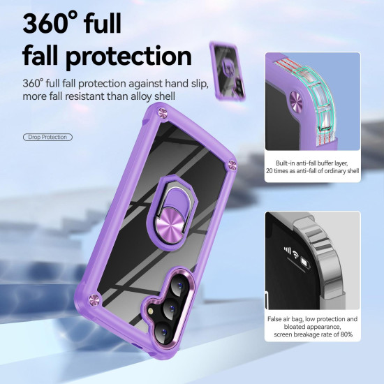 For Samsung Galaxy S24+ 5G TPU + PC Lens Protection Phone Case with Ring Holder(Purple)