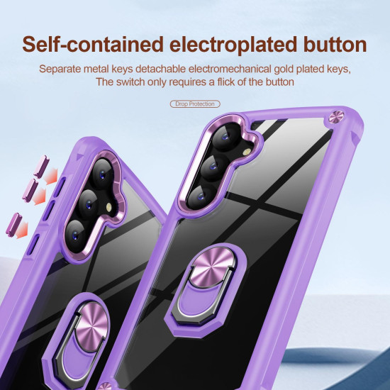 For Samsung Galaxy S24+ 5G TPU + PC Lens Protection Phone Case with Ring Holder(Purple)