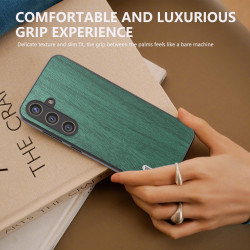 For Samsung Galaxy S24+ 5G ABEEL Wood Texture PU Phone Case(Green)