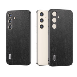 For Samsung Galaxy S24+ 5G ABEEL Wood Texture PU Phone Case(Black)