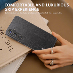 For Samsung Galaxy S24+ 5G ABEEL Wood Texture PU Phone Case(Black)