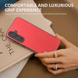 For Samsung Galaxy S24+ 5G ABEEL Wood Texture PU Phone Case(Red)