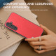 For Samsung Galaxy S24+ 5G ABEEL Wood Texture PU Phone Case(Red)