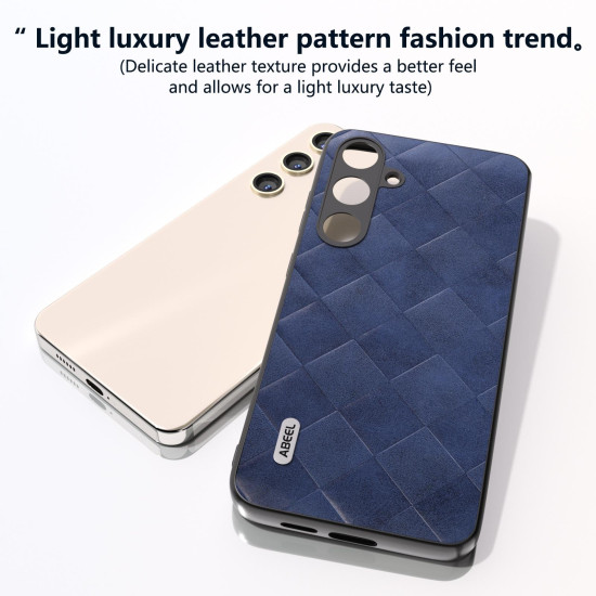 For Samsung Galaxy S24+ 5G ABEEL Weave Plaid PU Phone Case(Blue)