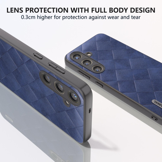 For Samsung Galaxy S24+ 5G ABEEL Weave Plaid PU Phone Case(Blue)