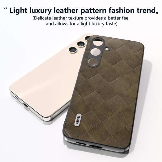 For Samsung Galaxy S24+ 5G ABEEL Weave Plaid PU Phone Case(Green)
