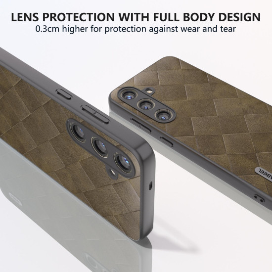 For Samsung Galaxy S24+ 5G ABEEL Weave Plaid PU Phone Case(Green)