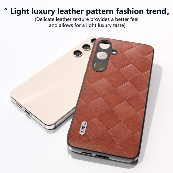 For Samsung Galaxy S24+ 5G ABEEL Weave Plaid PU Phone Case(Brown)